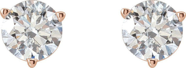 14K Gold Lab-Grown Diamond Round 3-Prong Stud Earrings – 1/2 CTW - Rose Gold - view 6