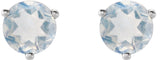 Platinum Natural Blue Sheen Moonstone Round 3-Prong Stud Earrings - view 6