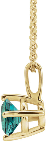 14K Gold Round Lab-Grown Alexandrite Solitaire Necklace or Pendant II - Yellow Gold - view 4