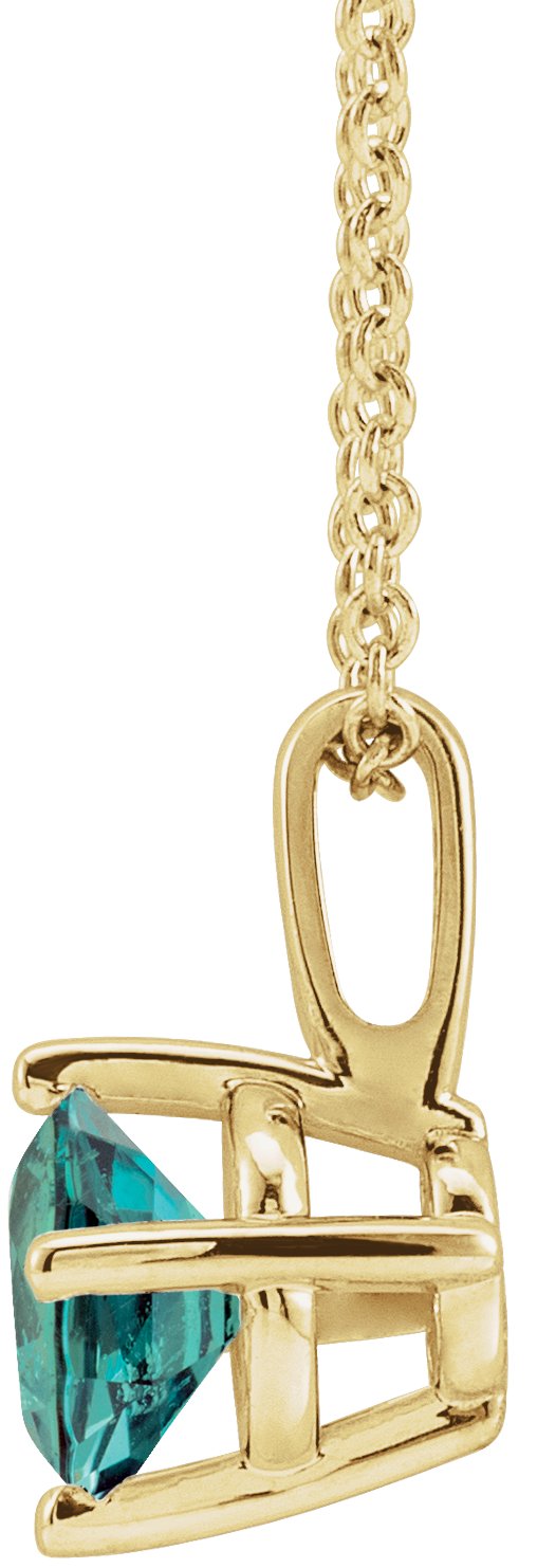 14K Gold Round Lab-Grown Alexandrite Solitaire Necklace or Pendant II - Yellow Gold - view 4