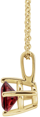 14K Gold Round Natural Mozambique Garnet Solitaire Necklace or Pendant II - Yellow Gold - view 4
