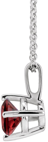 14K Gold Round Natural Mozambique Garnet Solitaire Necklace or Pendant II - White Gold - view 4