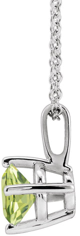 Platinum Round Natural Peridot Solitaire Necklace or Pendant II - view 4