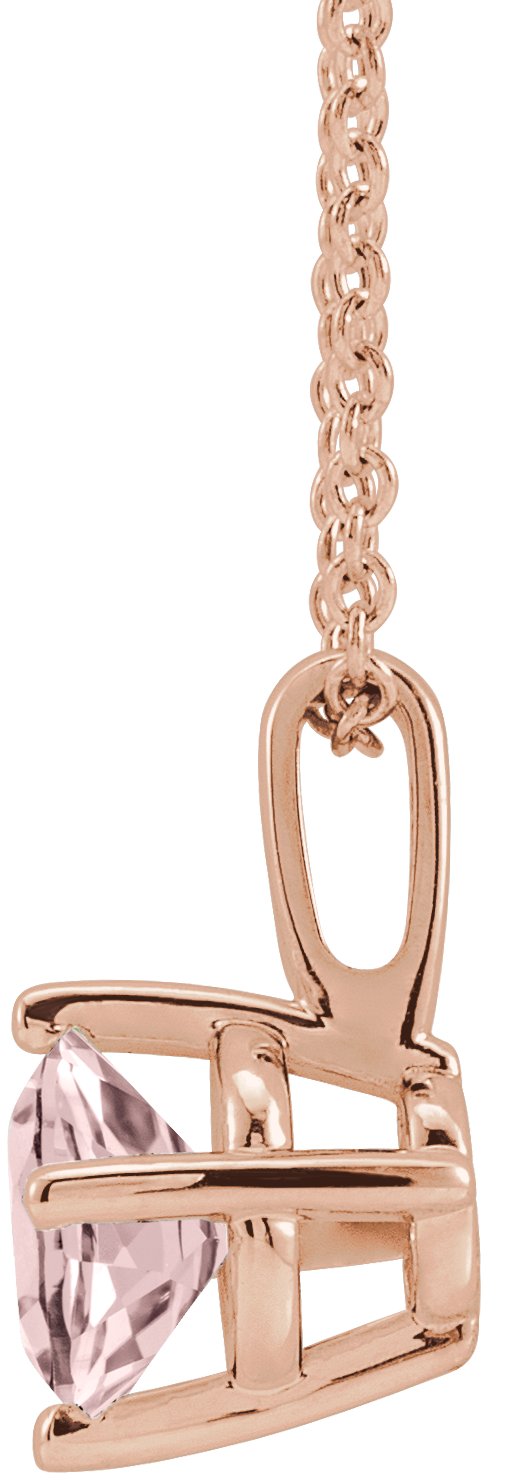 14K Gold Round Natural Pink Morganite Solitaire Necklace or Pendant - Rose Gold - view 4