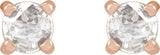 14K Gold Natural Diamond Round 4-Prong Claw Rose-Cut Stud Earrings - Rose Gold - view 4