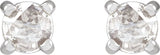 Platinum Natural Diamond Round 4-Prong Claw Rose-Cut Stud Earrings - view 4