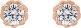 14K Gold Natural White Sapphire Round 4-Prong Claw Rope Stud Earrings - Rose Gold - view 4