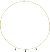 14K Gold Straight Baguette Natural Green Tourmaline Articulated Baguette Necklace - Yellow Gold