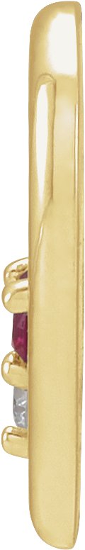 14K Gold Round Natural Ruby & Natural Diamond Heart Necklace or Slide Pendant - Yellow Gold - view 2