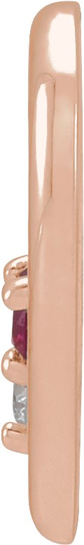 14K Gold Round Natural Ruby & Natural Diamond Heart Necklace or Slide Pendant - Rose Gold - view 2
