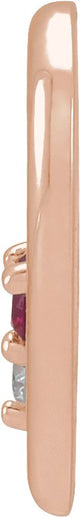 14K Gold Round Natural Ruby & Natural Diamond Heart Necklace or Slide Pendant - Rose Gold - view 2