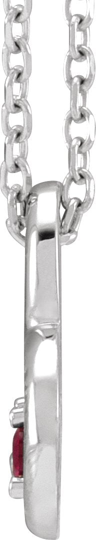 Platinum Round Natural Ruby & Natural Diamond Heart Necklace or Slide Pendant - view 2