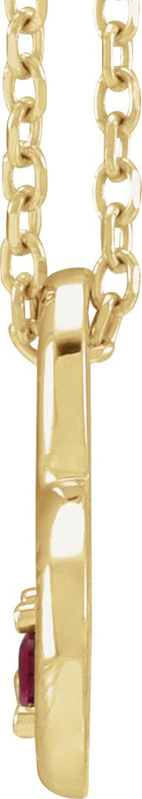 14K Gold Round Natural Ruby & Natural Diamond Heart Necklace or Slide Pendant - Yellow Gold - view 2