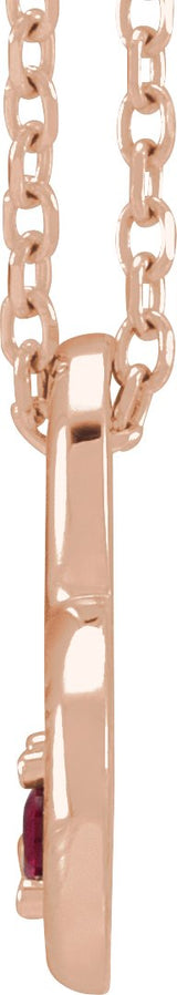 14K Gold Round Natural Ruby & Natural Diamond Heart Necklace or Slide Pendant - Rose Gold - view 2