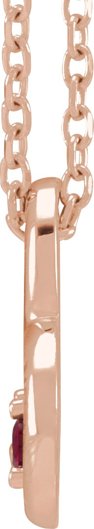 14K Gold Round Natural Ruby & Natural Diamond Heart Necklace or Slide Pendant - Rose Gold - view 2