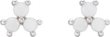 Platinum Round Natural White Opal Three-Stone Cabochon Earrings - view 2