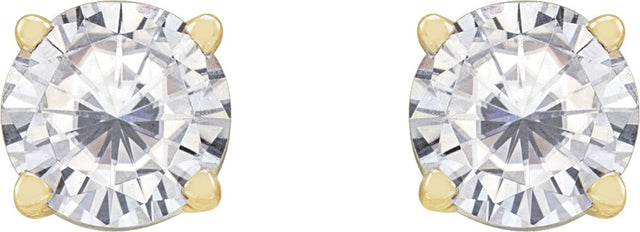 14K Gold Lab-Grown Moissanite Round 4-Prong Lightweight Stud Earrings - Yellow Gold - view 8