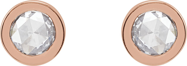 14K Gold Natural Diamond Round Bezel-Set Rose-Cut Stud Earrings - Rose Gold - view 4