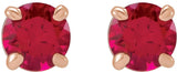 14K Gold Lab-Grown Ruby Round 4-Prong Claw Stud Earrings - Rose Gold - view 2