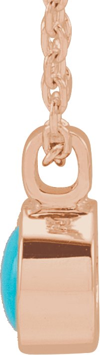 14K Gold Round Natural Turquoise Bezel-Set Necklace or Pendant - Rose Gold - view 2