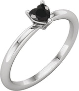 Platinum Natural Black Onyx Heart Solitaire Ring