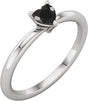 Platinum Natural Black Onyx Heart Solitaire Ring
