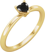 14K Gold Natural Black Onyx Heart Solitaire Ring - Yellow Gold