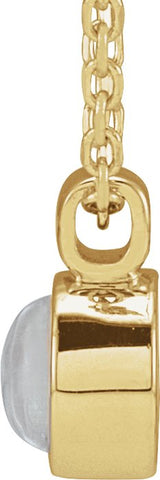 14K Gold Round Natural Rainbow Moonstone Bezel-Set Necklace or Pendant - Yellow Gold - view 2