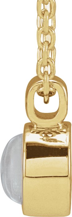 14K Gold Round Natural Rainbow Moonstone Bezel-Set Necklace or Pendant - Yellow Gold - view 2