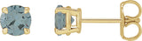 14K Gold Natural Gray Spinel Round 4-Prong Claw Stud Earrings - Yellow Gold