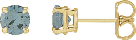 14K Gold Natural Gray Spinel Round 4-Prong Claw Stud Earrings - Yellow Gold