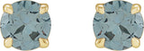 14K Gold Natural Gray Spinel Round 4-Prong Claw Stud Earrings - Yellow Gold - view 2