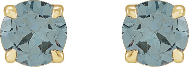 14K Gold Natural Gray Spinel Round 4-Prong Claw Stud Earrings - Yellow Gold - view 2