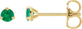 14K Gold Natural Emerald Round 3-Prong Claw Cocktail-Style Stud Earrings - Yellow Gold