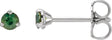 14K Gold Natural Green Sapphire Round 3-Prong Claw Cocktail-Style Stud Earrings - White Gold