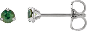 Platinum Natural Green Sapphire Round 3-Prong Claw Cocktail-Style Stud Earrings
