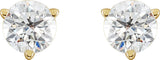 14K Gold Natural Diamond Round 3-Prong Stud Earrings - Yellow Gold - view 6