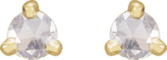 14K Gold Natural Diamond Round 3-Prong Claw Rose-Cut Stud Earrings - Yellow Gold - view 4