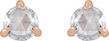 14K Gold Natural Diamond Round 3-Prong Claw Rose-Cut Stud Earrings - Rose Gold - view 4