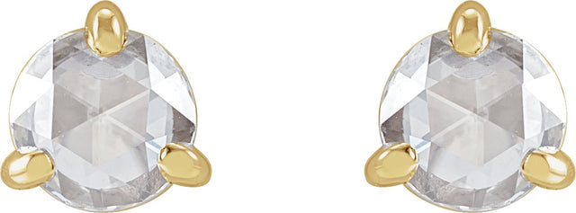 14K Gold Natural Diamond Round 3-Prong Claw Rose-Cut Stud Earrings - Yellow Gold - view 4