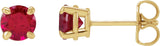 14K Gold Lab-Grown Ruby Round 4-Prong Claw Stud Earrings - Yellow Gold