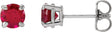 14K Gold Lab-Grown Ruby Round 4-Prong Claw Stud Earrings - White Gold