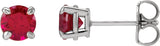 Platinum Lab-Grown Ruby Round 4-Prong Claw Stud Earrings