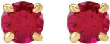 14K Gold Lab-Grown Ruby Round 4-Prong Claw Stud Earrings - Yellow Gold - view 2