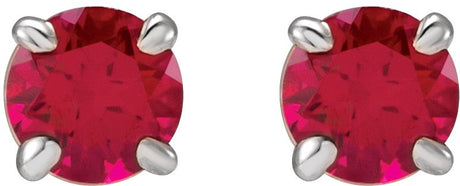 Platinum Lab-Grown Ruby Round 4-Prong Claw Stud Earrings - view 2