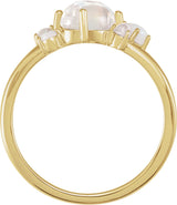 14K Gold Oval Natural Rainbow Moonstone Scattered Cabochon Ring - Yellow Gold - view 2