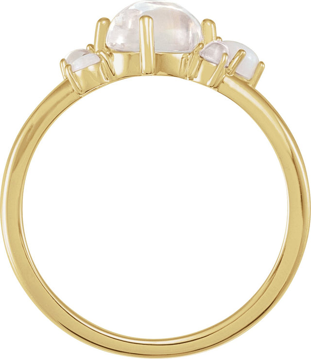14K Gold Oval Natural Rainbow Moonstone Scattered Cabochon Ring - Yellow Gold - view 2