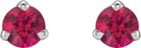 14K Gold Natural Ruby Round 3-Prong Claw Cocktail-Style Stud Earrings - White Gold - view 2