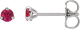 14K Gold Natural Ruby Round 3-Prong Claw Cocktail-Style Stud Earrings - White Gold