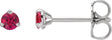 Platinum Natural Ruby Round 3-Prong Claw Cocktail-Style Stud Earrings